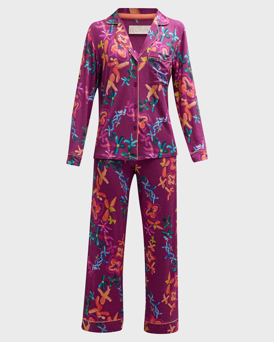 Sofia Cropped Floral-Print Pajama Set